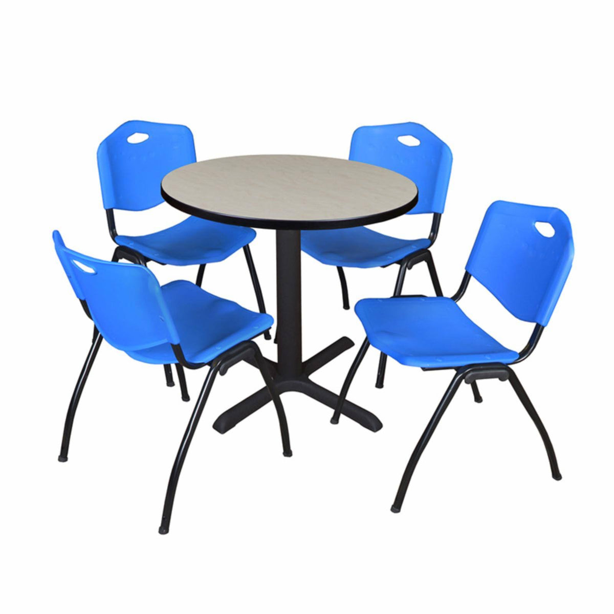 42x22 Round Breakroom Table & 4 Stack Chairs J2993