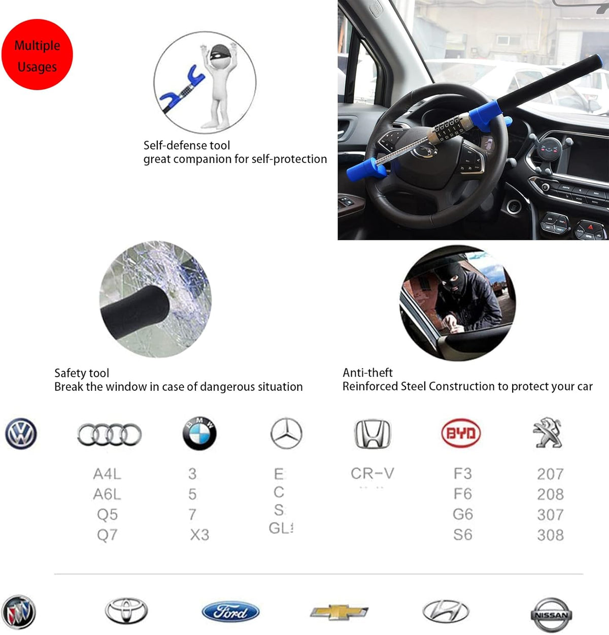 Universal Anti Theft Steering Wheel Lock X495
