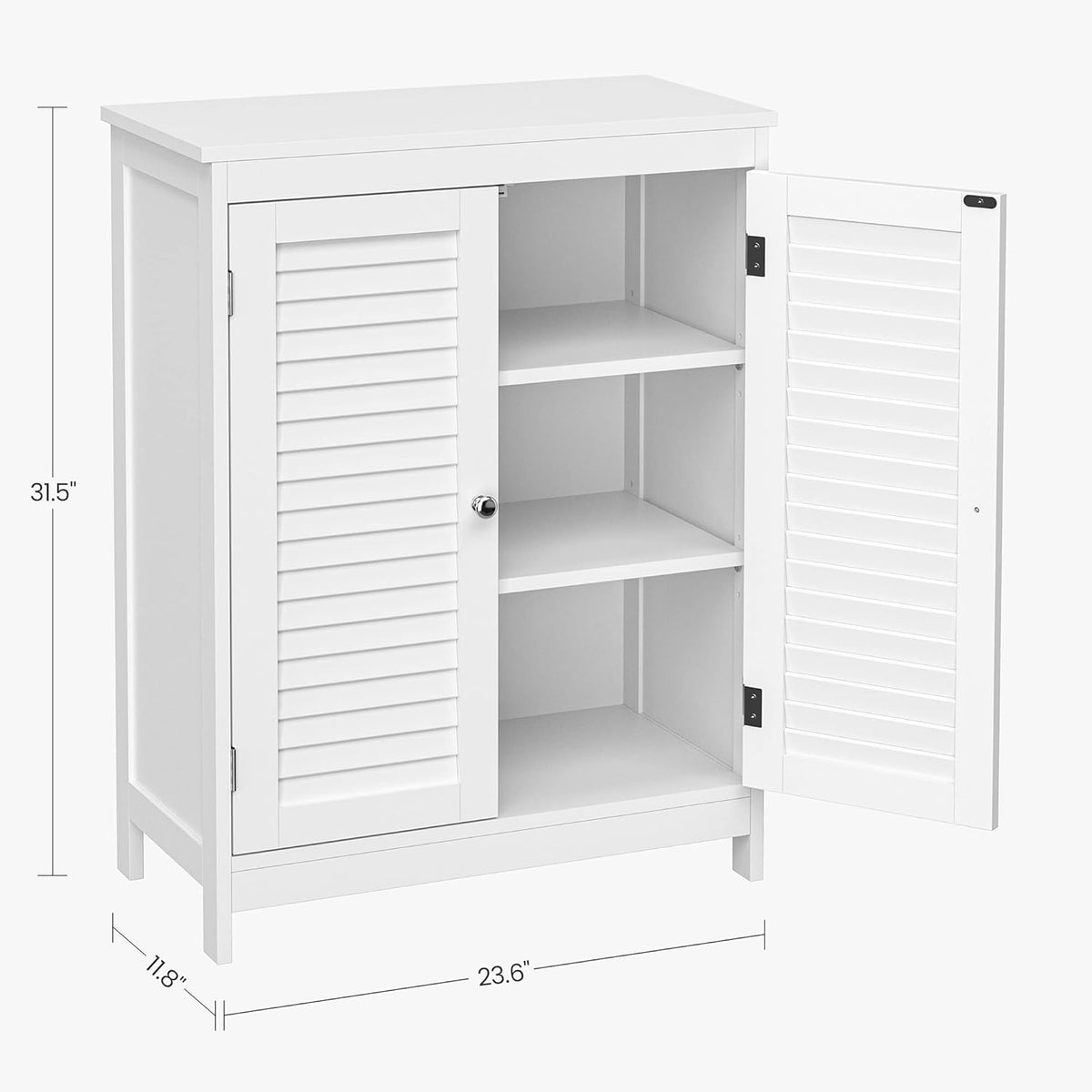 White Bathroom Storage Cabinet with Double Shutter Doors and Adjustable Shelf Q721020