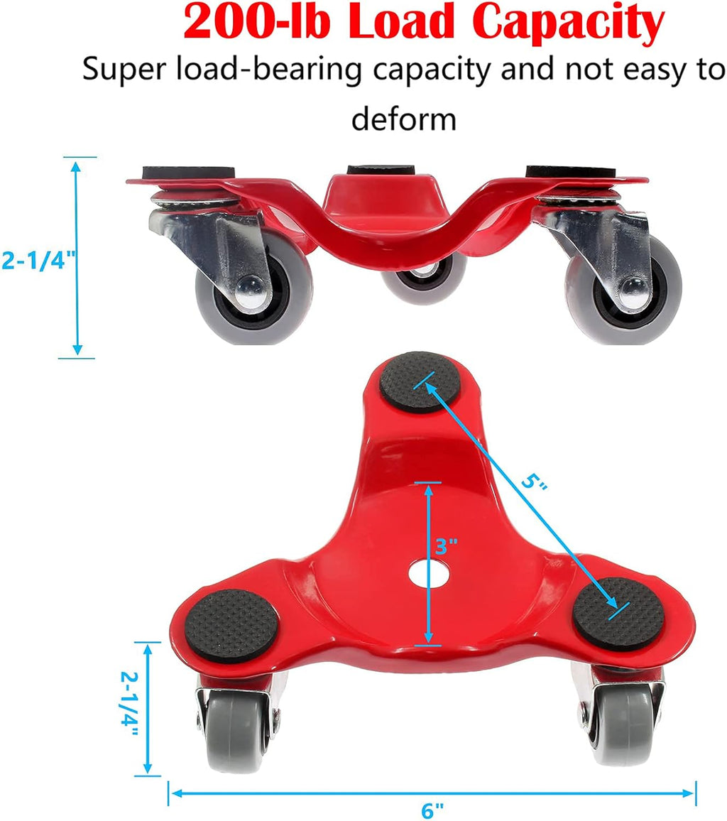 6 Steel Tri-Dolly with Rubber Wheel 200-lb Load Capacity 4Pack C74913