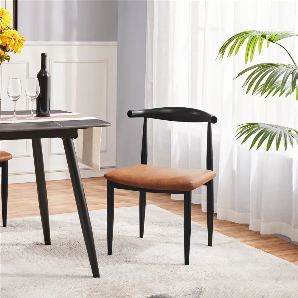 Set of 2 Brown PU Leather Dining Chairs P170