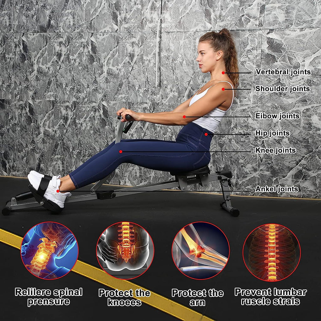 Rowing Machine with Adjustable Resistance and Digital Monitor V151872