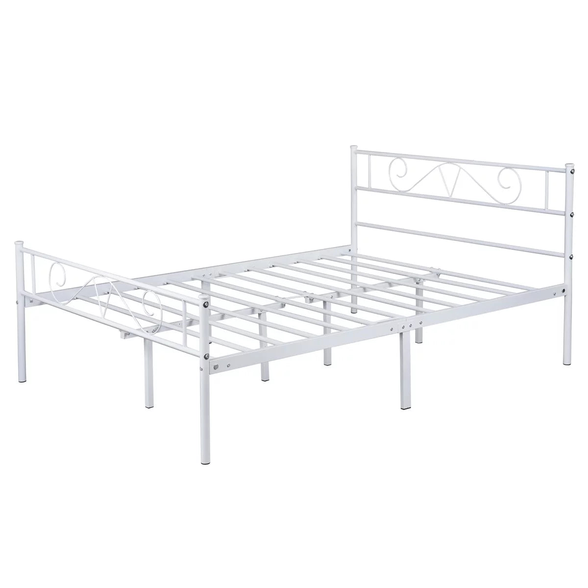 Full Size Silver Steel Platform Bed Frame with Headboard and Footboard B889283
