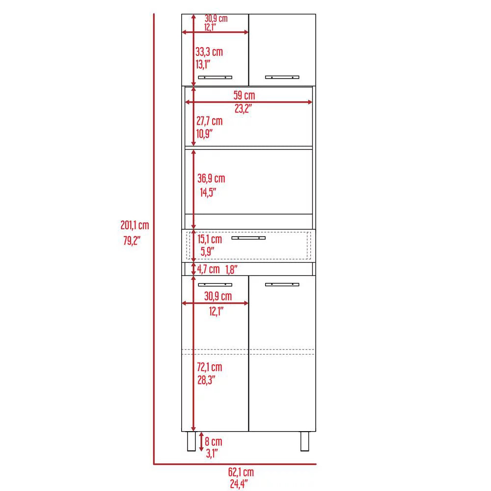 Smokey Oak White Microwave Pantry Cabinet F241044