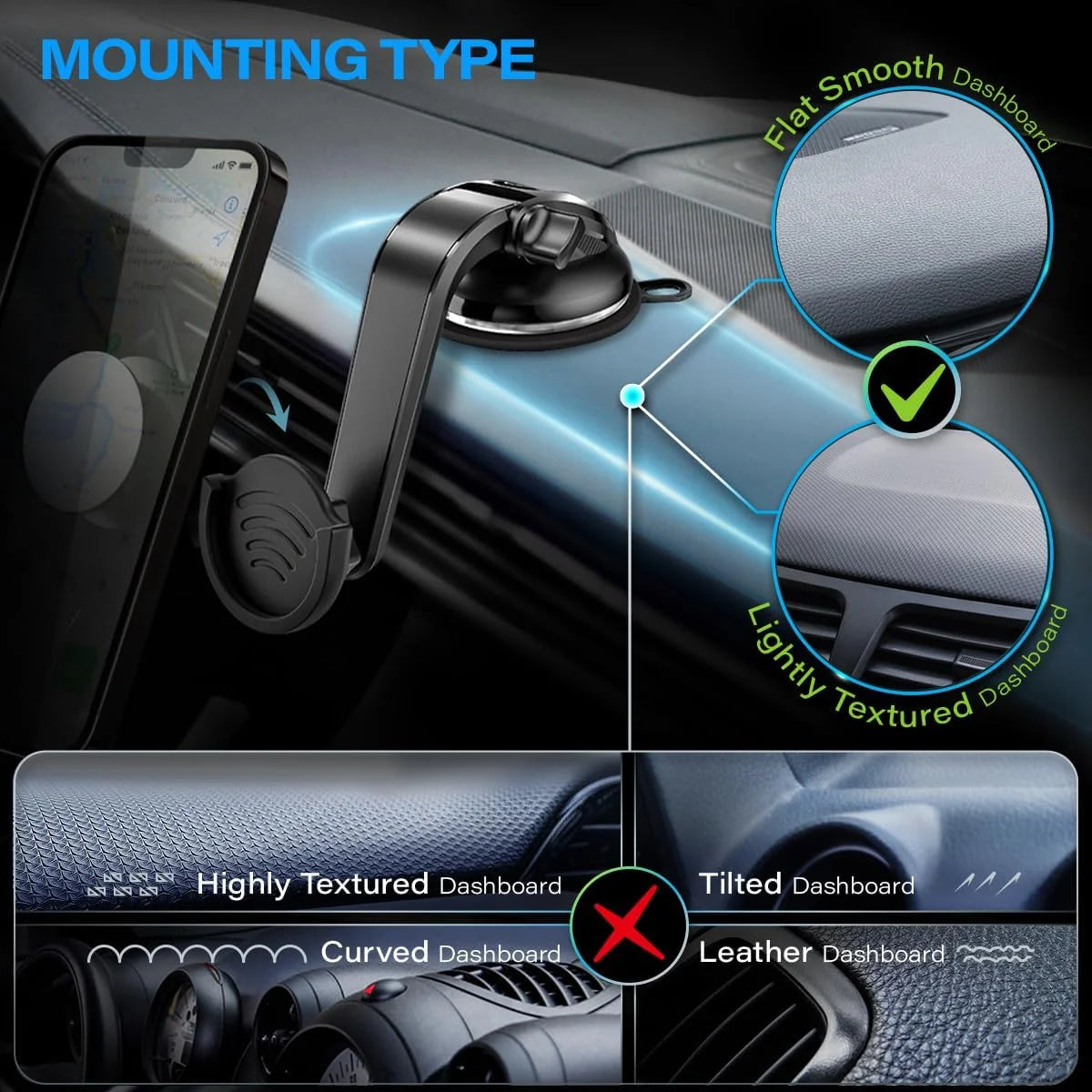 Suction Cup Phone Holder with 360 Rotation - Black M4348