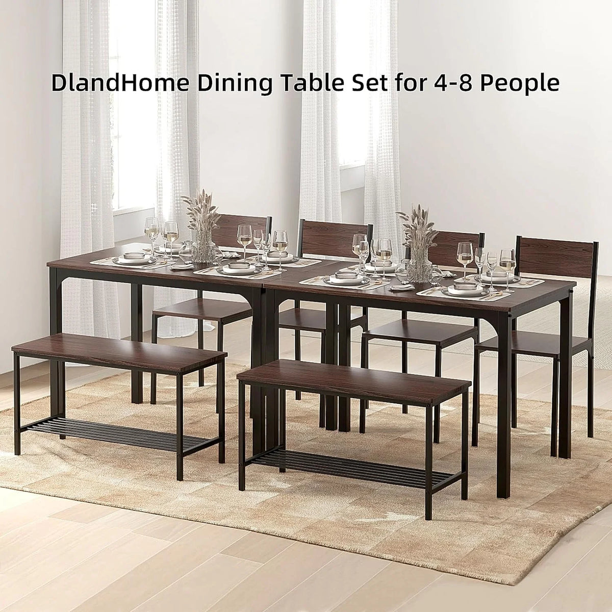 4 Person Dining Table Set with 2 Chairs and 1 Bench J814