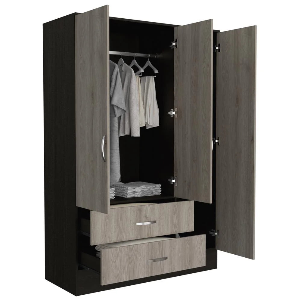 Black Light Gray Mirrored Armoire S844403
