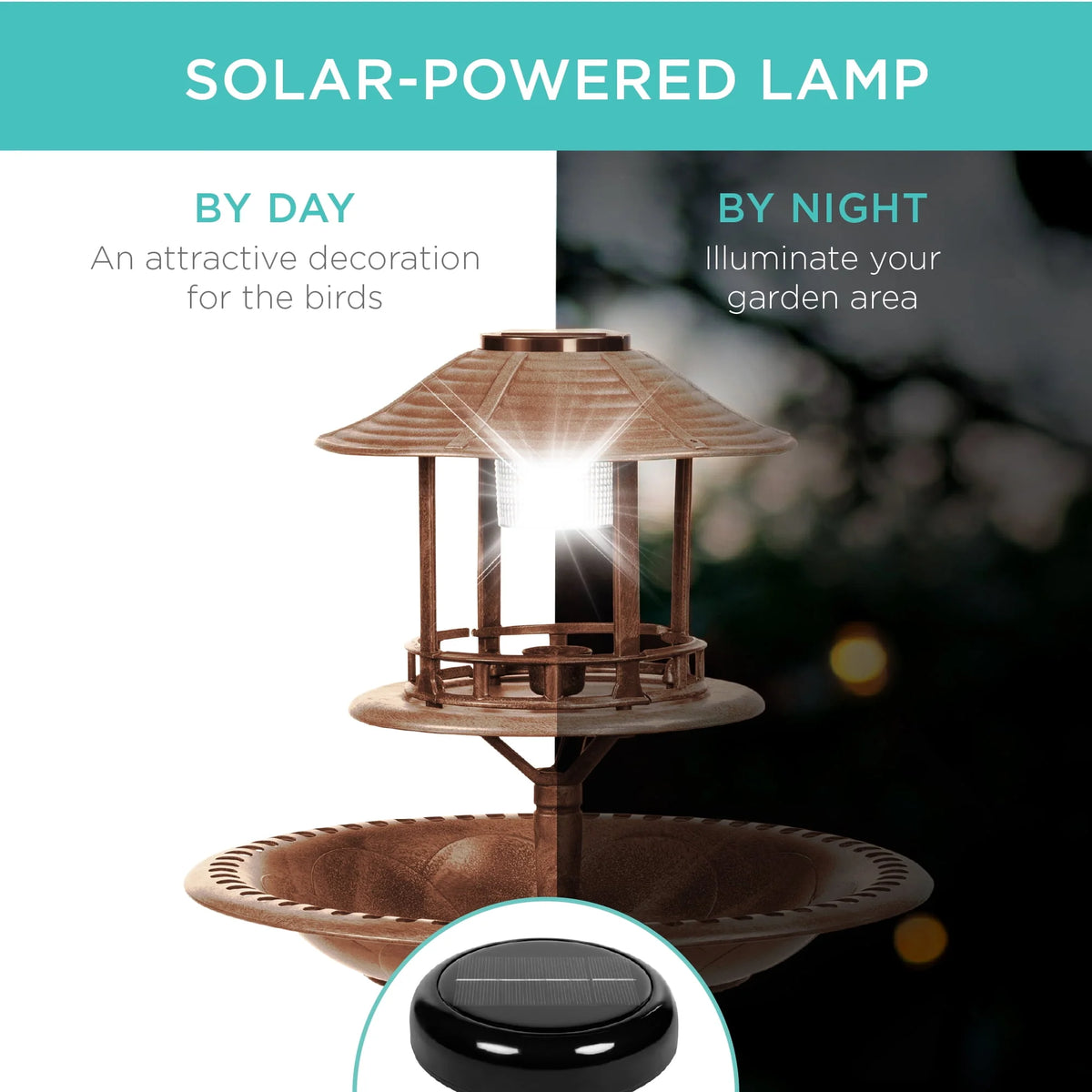 Solar Outdoor Bird Bath Pedestal Fountain I639980