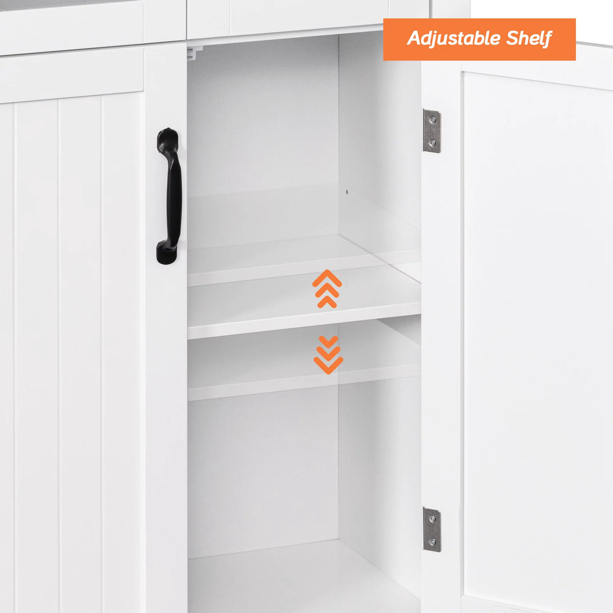 White Wood Bathroom Cabinet with Glass Doors and Adjustable Shelves S64161