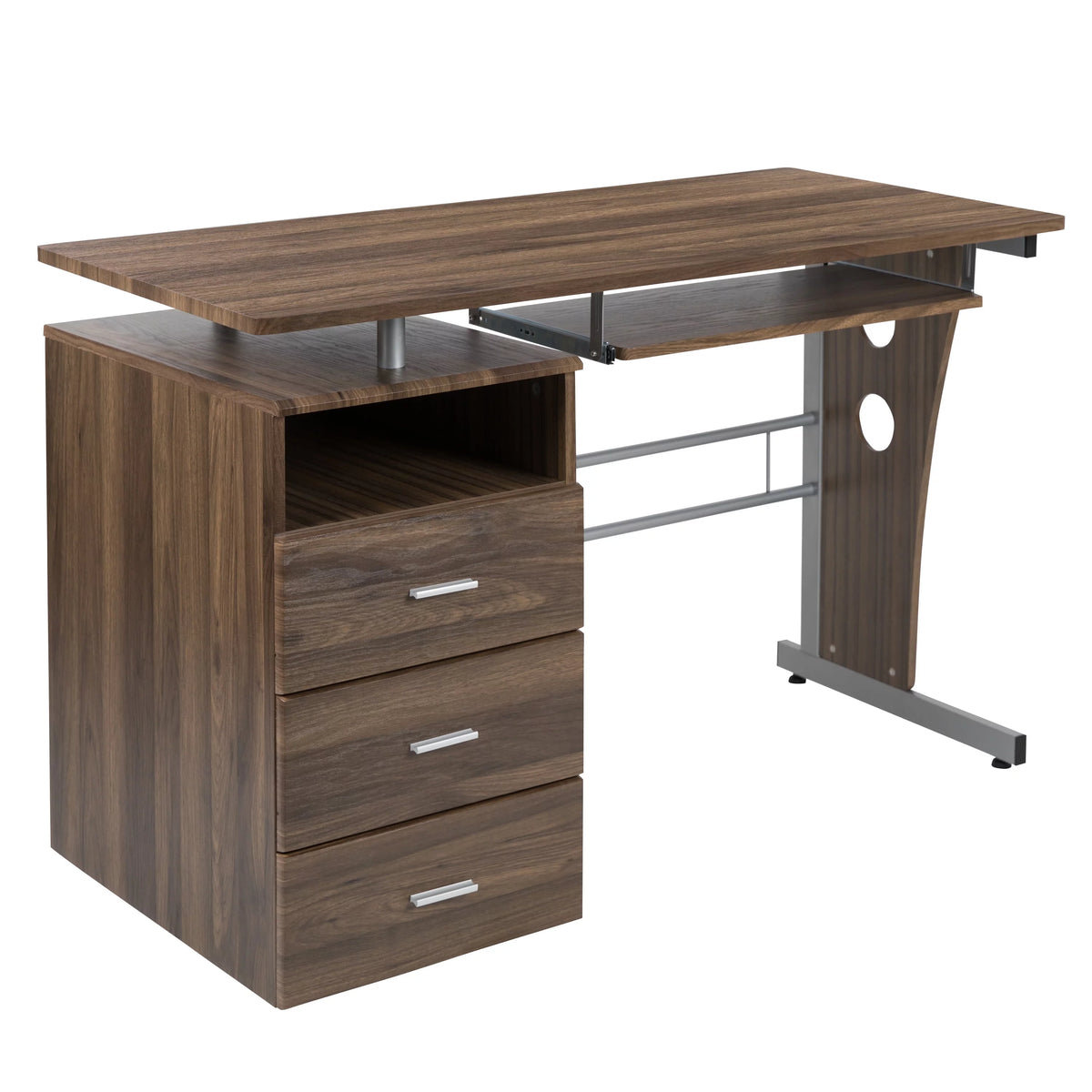 Rustic Walnut Desk with Three Drawer P831