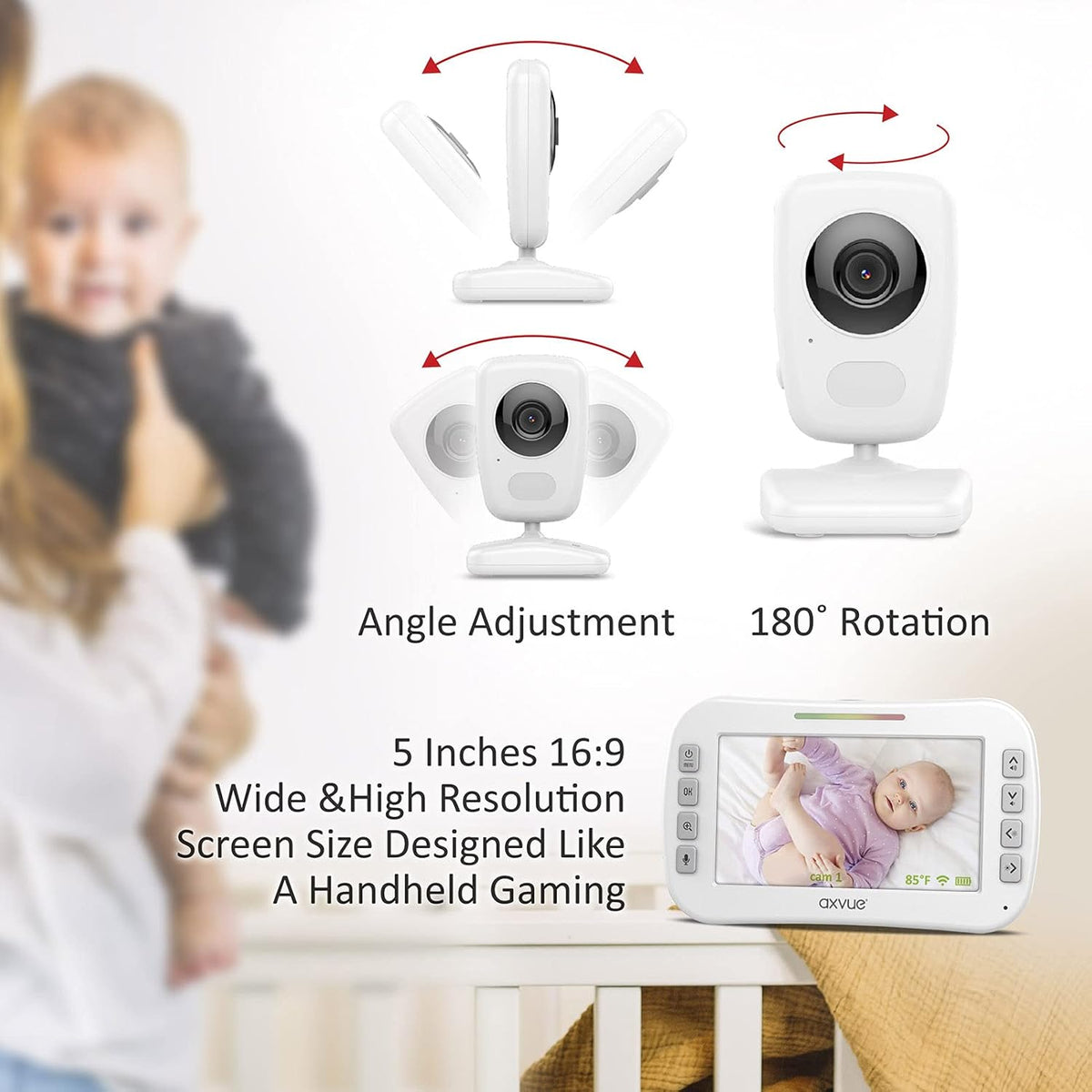 Video Baby Monitor 5 High Resolution Screen H42577