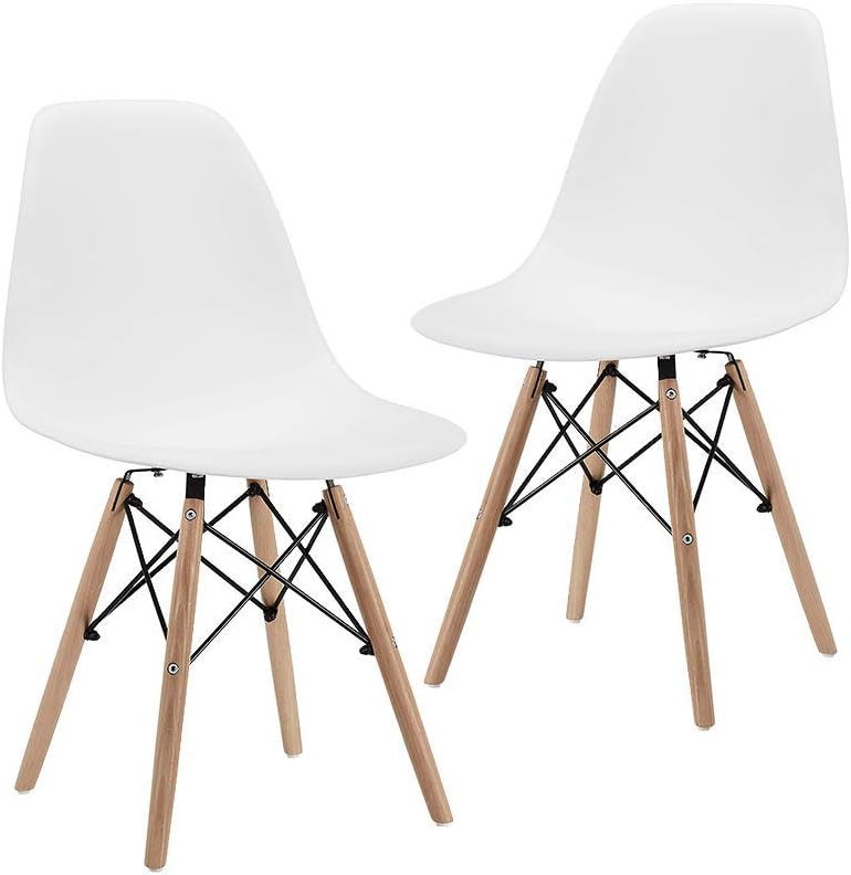 Beige Dining Chair with Natural Wood Legs, Set of 1 V290