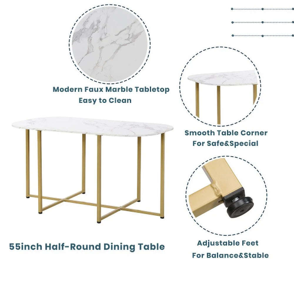 Modern 7-Piece Faux Marble Dining Table Set N92096