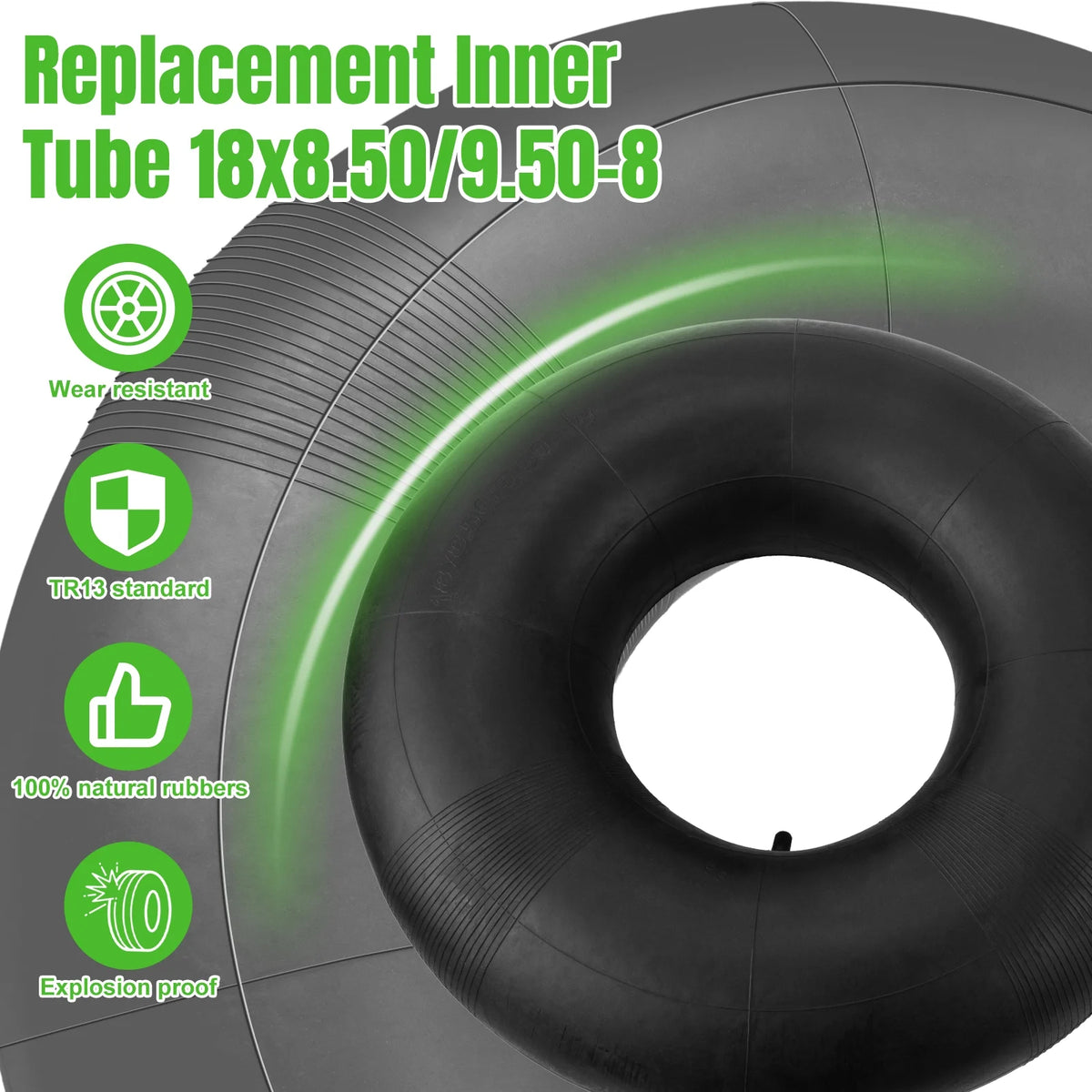 4.80/4.00-8 Replacement Tire Inner Tubes with TR-13 Straight Valve Stem, 2 Pack R500719