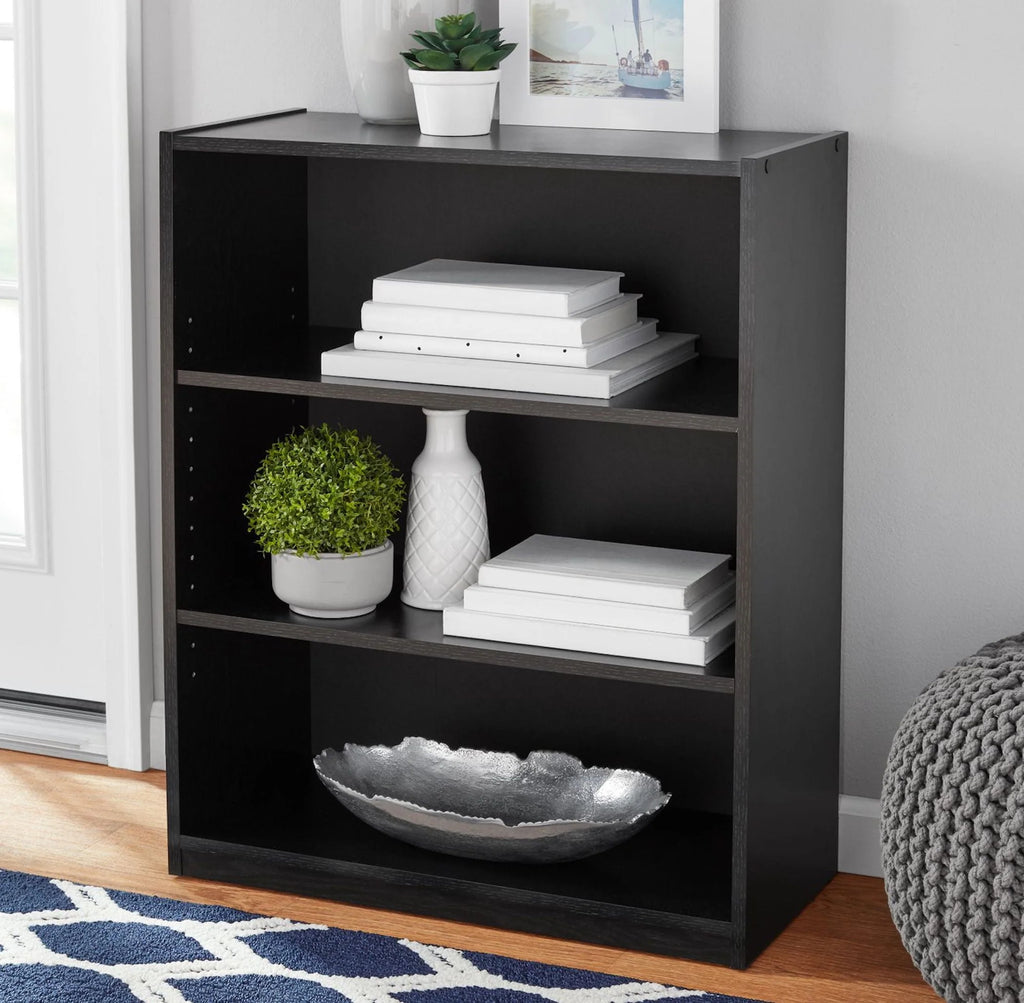 White 3-Shelf Bookcase with Adjustable Shelves I601431