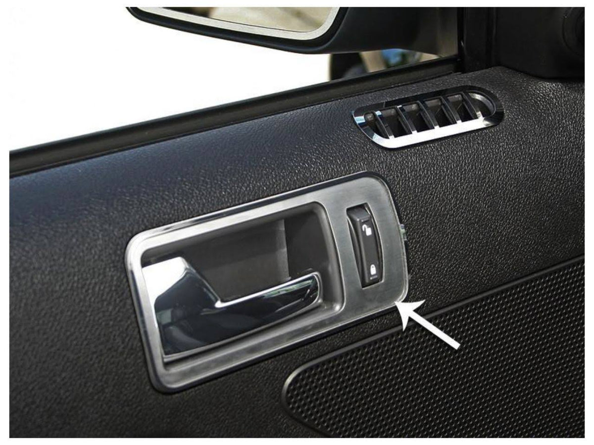 Mustang Interior Door Handle Trim Plates Brushed Stainless Steel Pair F4990