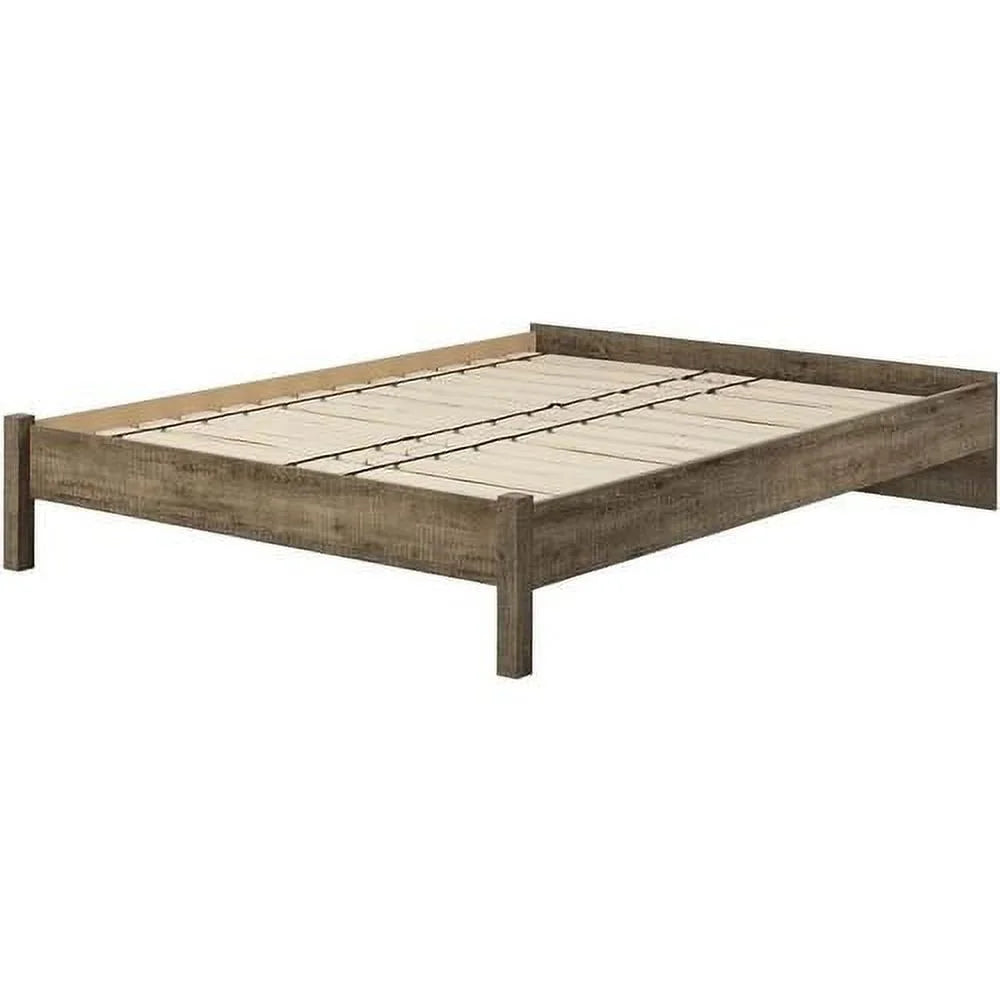 Queen Weathered Oak Platform Bed Q145