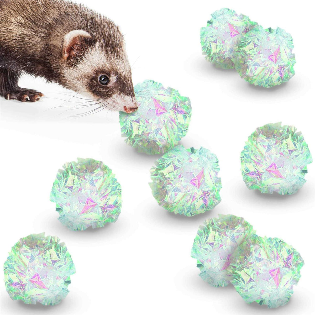 Clear Mylar Cat & Ferret Crinkle Balls & Chase Toy Y591610