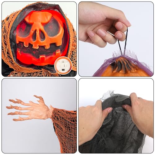 3 Pack Hanging Halloween Decor Pumpkins Ghost Skeleton with Bendable Arms F53263