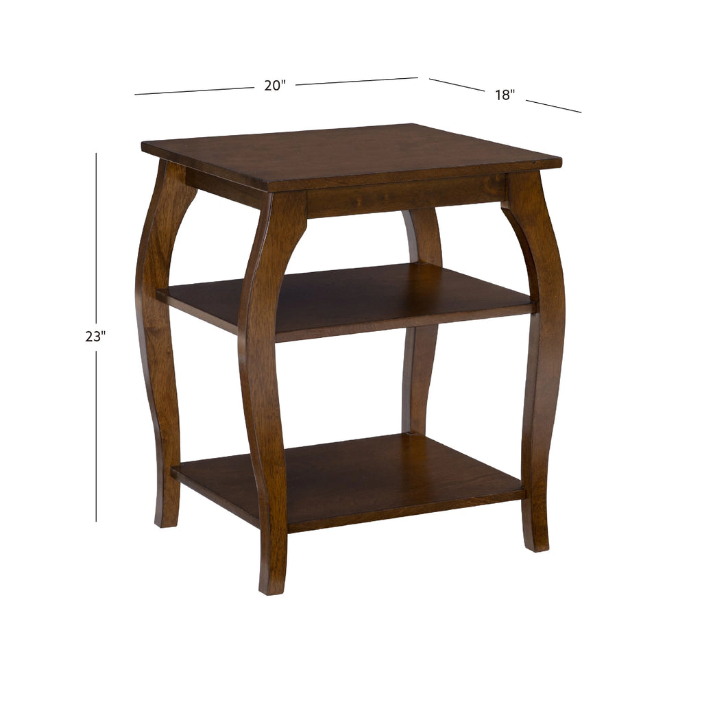 2- Shelf Indoor Accent Side Table, 23" Tall, Hazelnut E1250