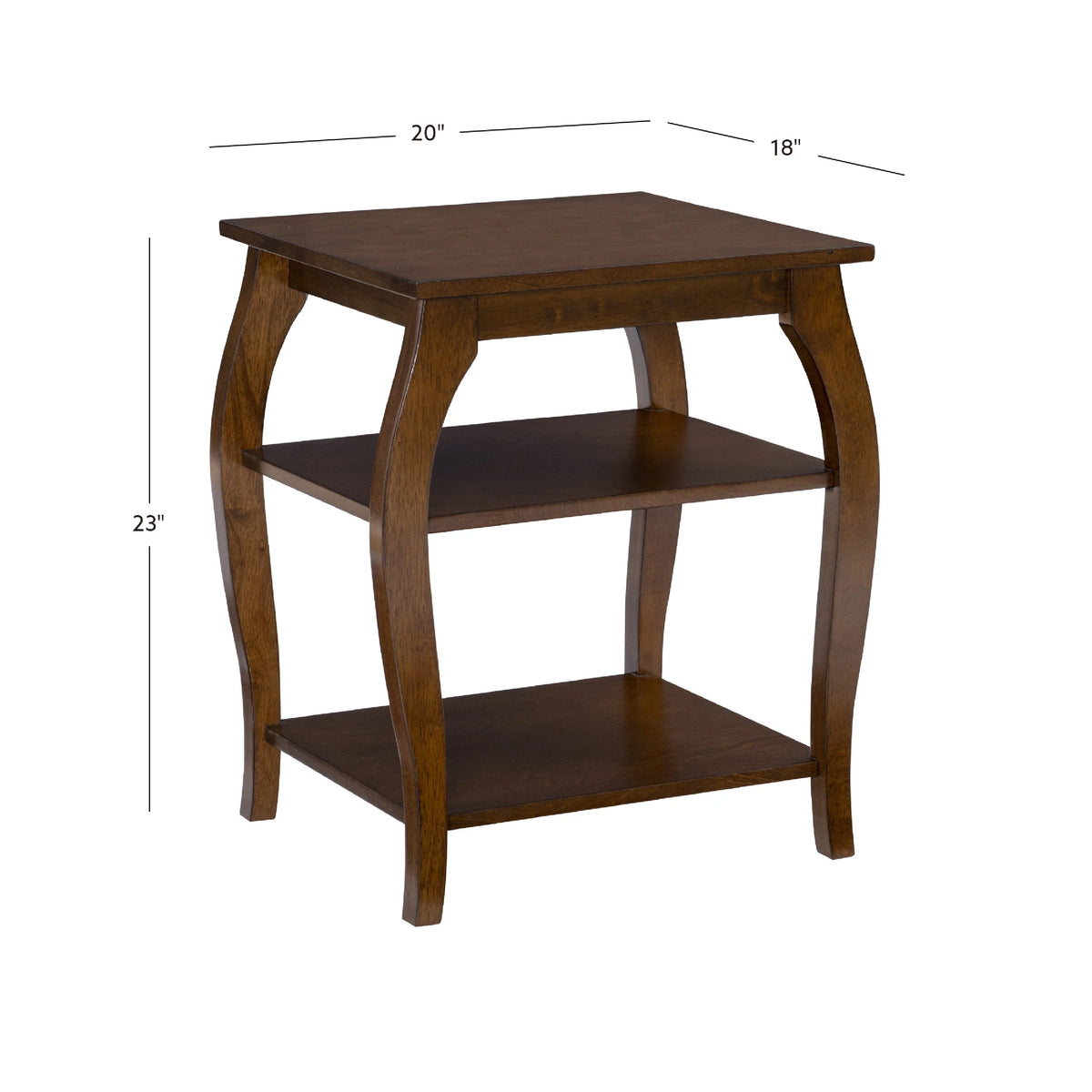 2- Shelf Indoor Accent Side Table, 23" Tall, Hazelnut E1250