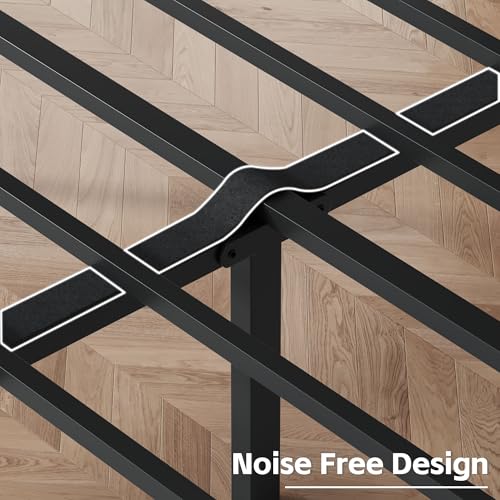 Queen Bed Frame with Headboard PU Leather Upholstered Platform Bed Frame with Storage Space Black N702741