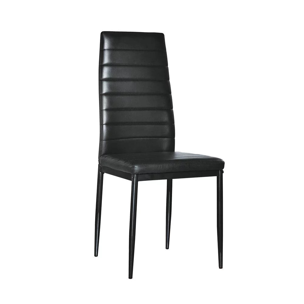 6 Pc High Back PU Leather Dining Chairs Black U17191