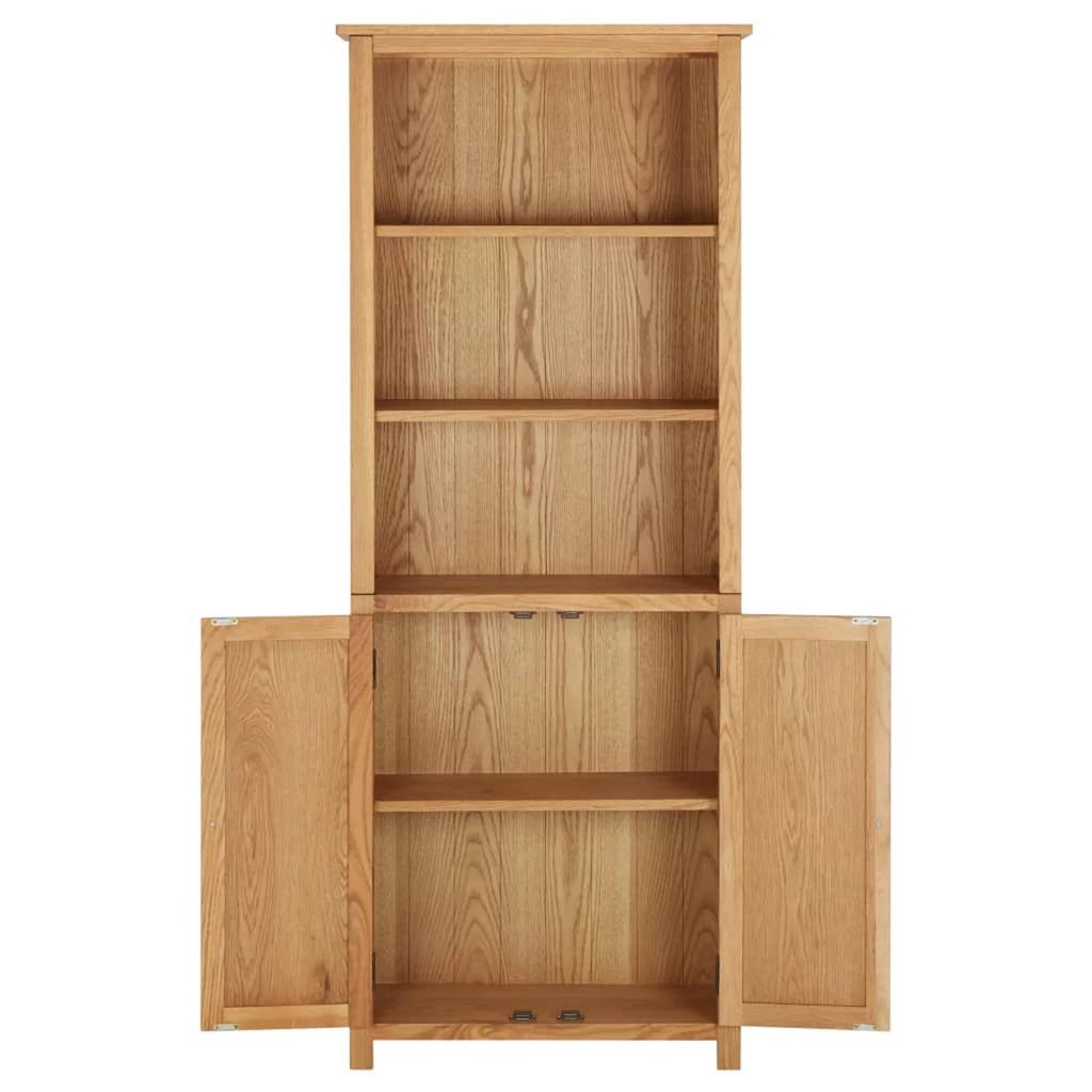 Oak Wood Bookcase with 2 Doors and Storage Shelves K645409