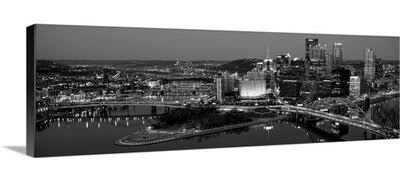 City Skyline at Night Photographic Print Canvas 16x22 E9419
