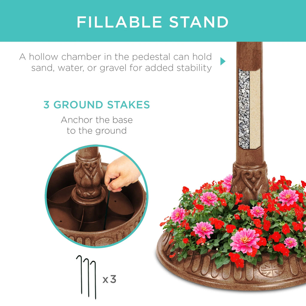 Solar Outdoor Bird Bath Pedestal Fountain I639980