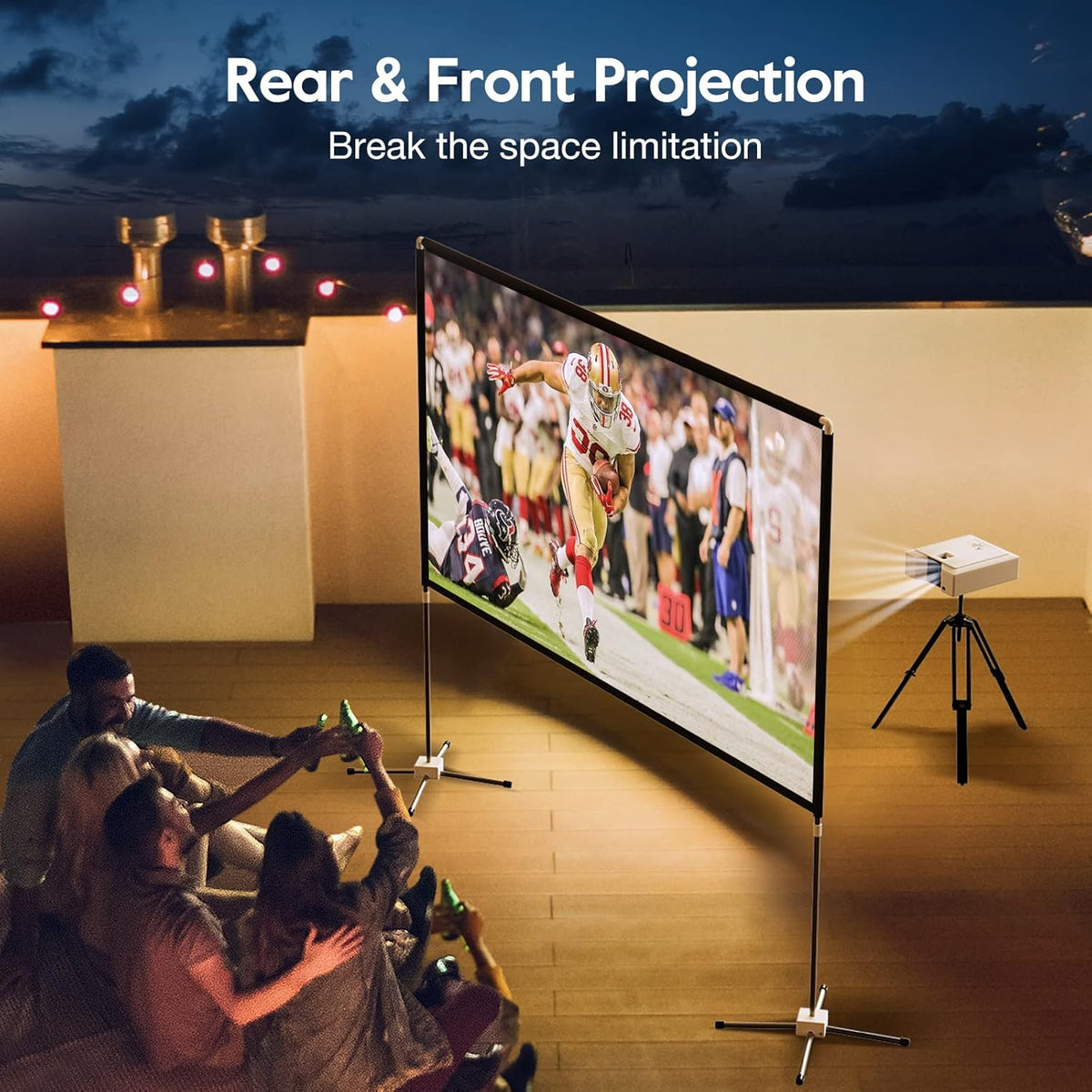 120 inch 16:9 4K Portable Projector Screen with Stand and Carry Bag D5614