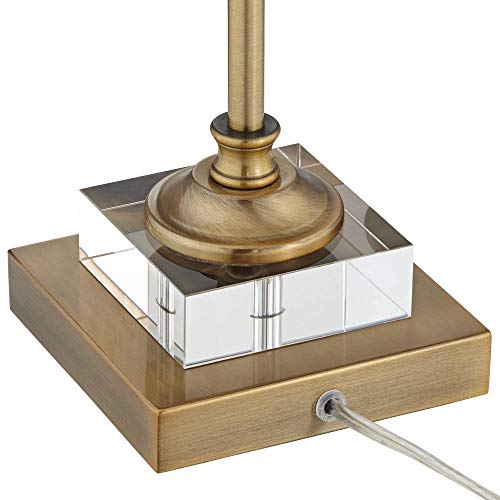 Traditional Buffet Table Lamp 29 1/2" Tall Gold Column Clear Crystal Glass White Fabric Shade C314