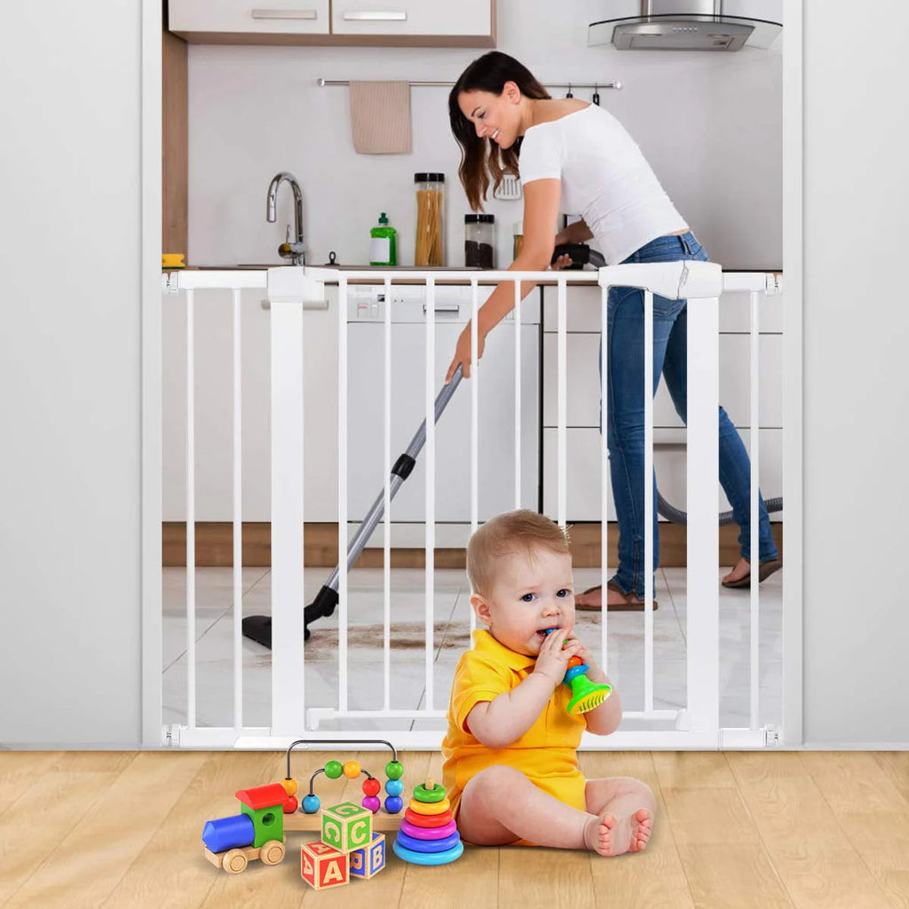 Baby Safety Gate, 29.5''- 40.5'' Wide Pressure Mount, Black Z797249