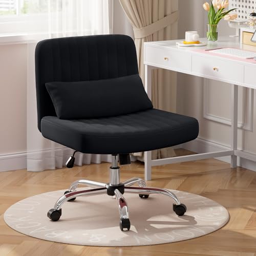 Pink Velvet Upholstered Swivel Office Chair with Arms Q6514