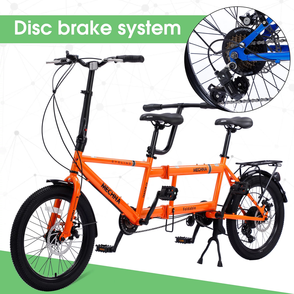 20 inches Wheels 2-Seater 7 Speed Folding Tandem Bike N9336