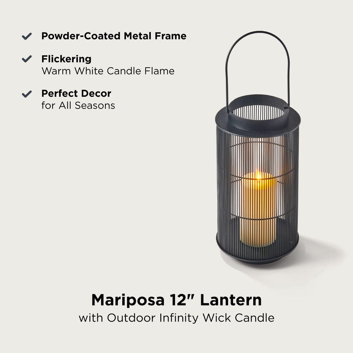 Black 12 Inch Flameless Candle Lantern U424