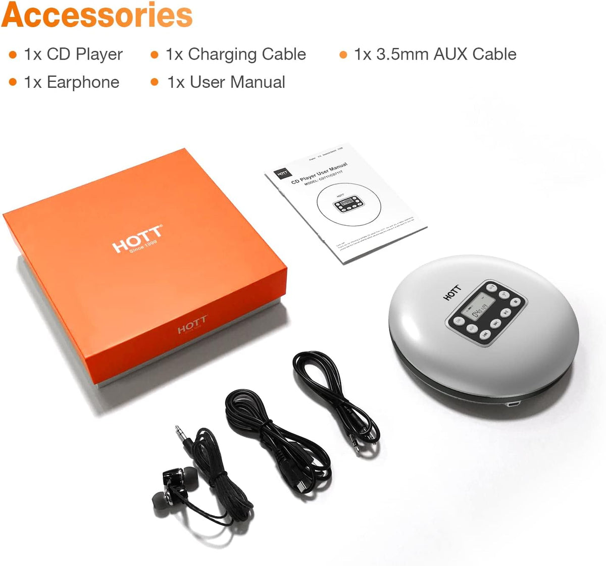 Portable CD Player with Bluetooth and Stereo Headphone U3675