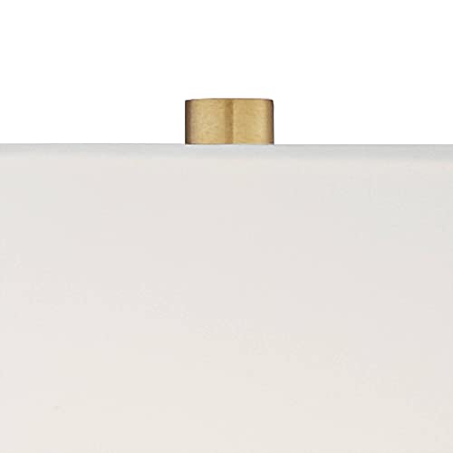 Traditional Buffet Table Lamp 29 1/2" Tall Gold Column Clear Crystal Glass White Fabric Shade C314