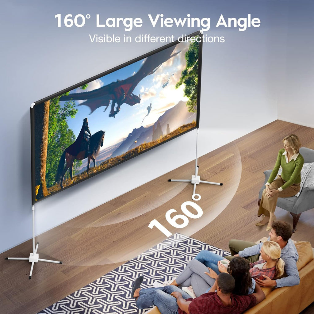 120 inch 16:9 4K Portable Projector Screen with Stand and Carry Bag D5614