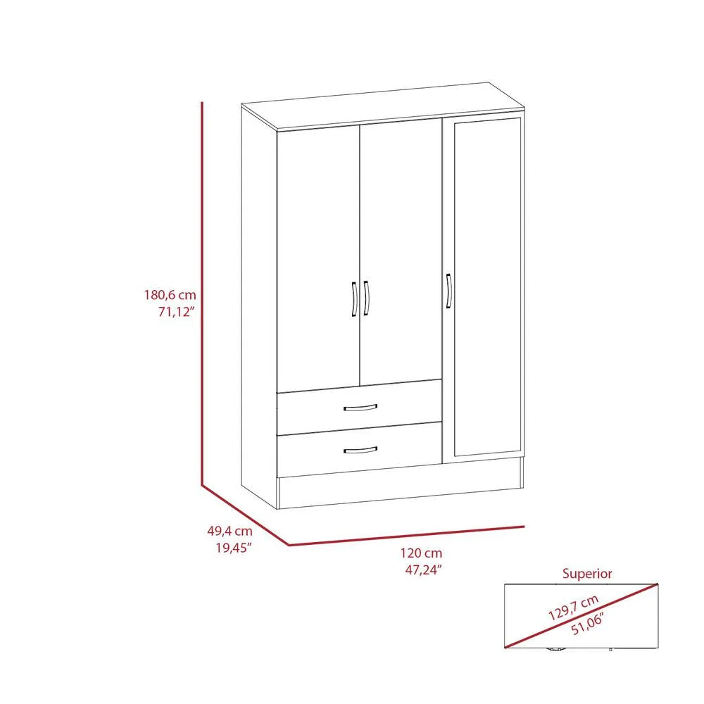 Black Light Gray Mirrored Armoire S844403