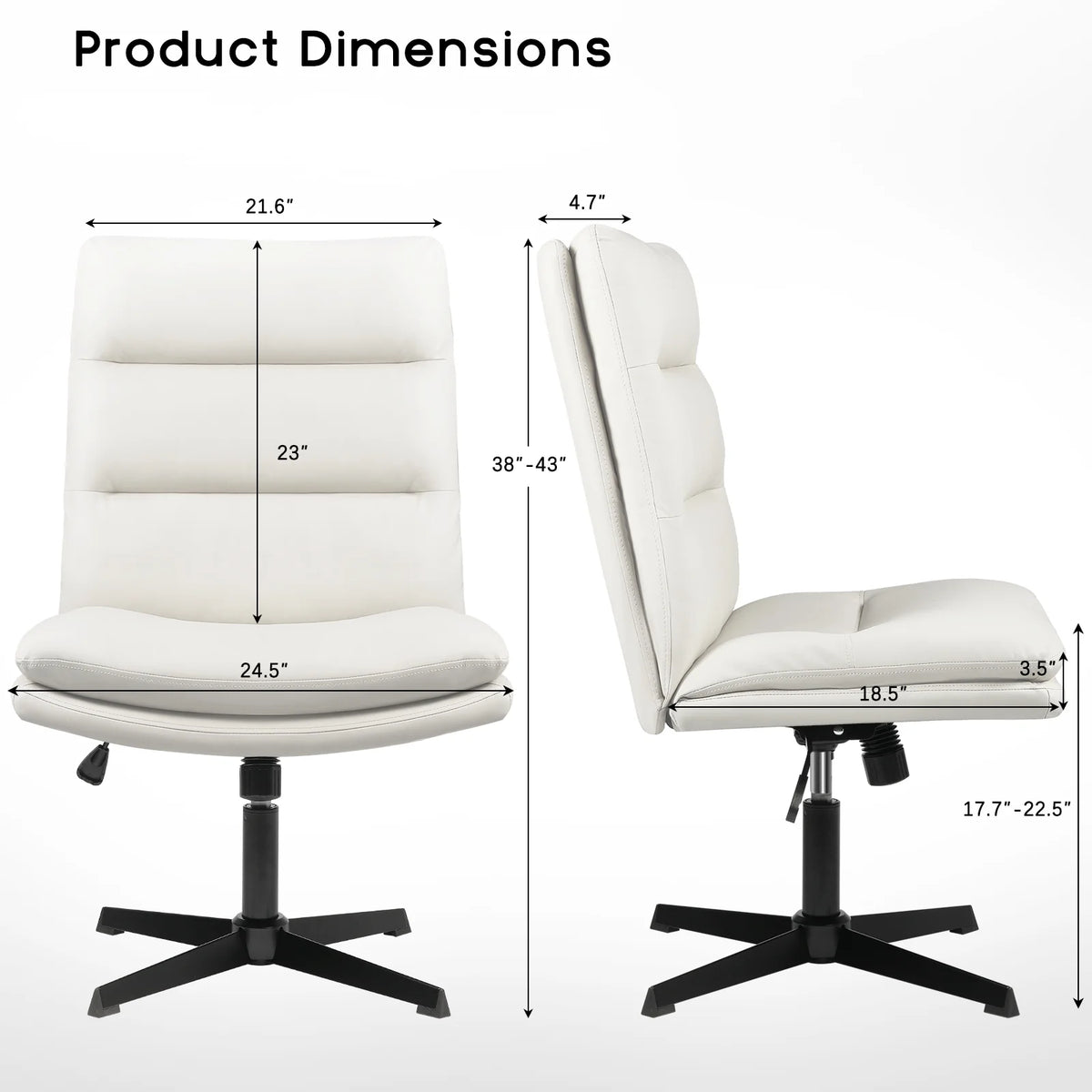 High Back Armless PU Leather Office Desk Chair B697781
