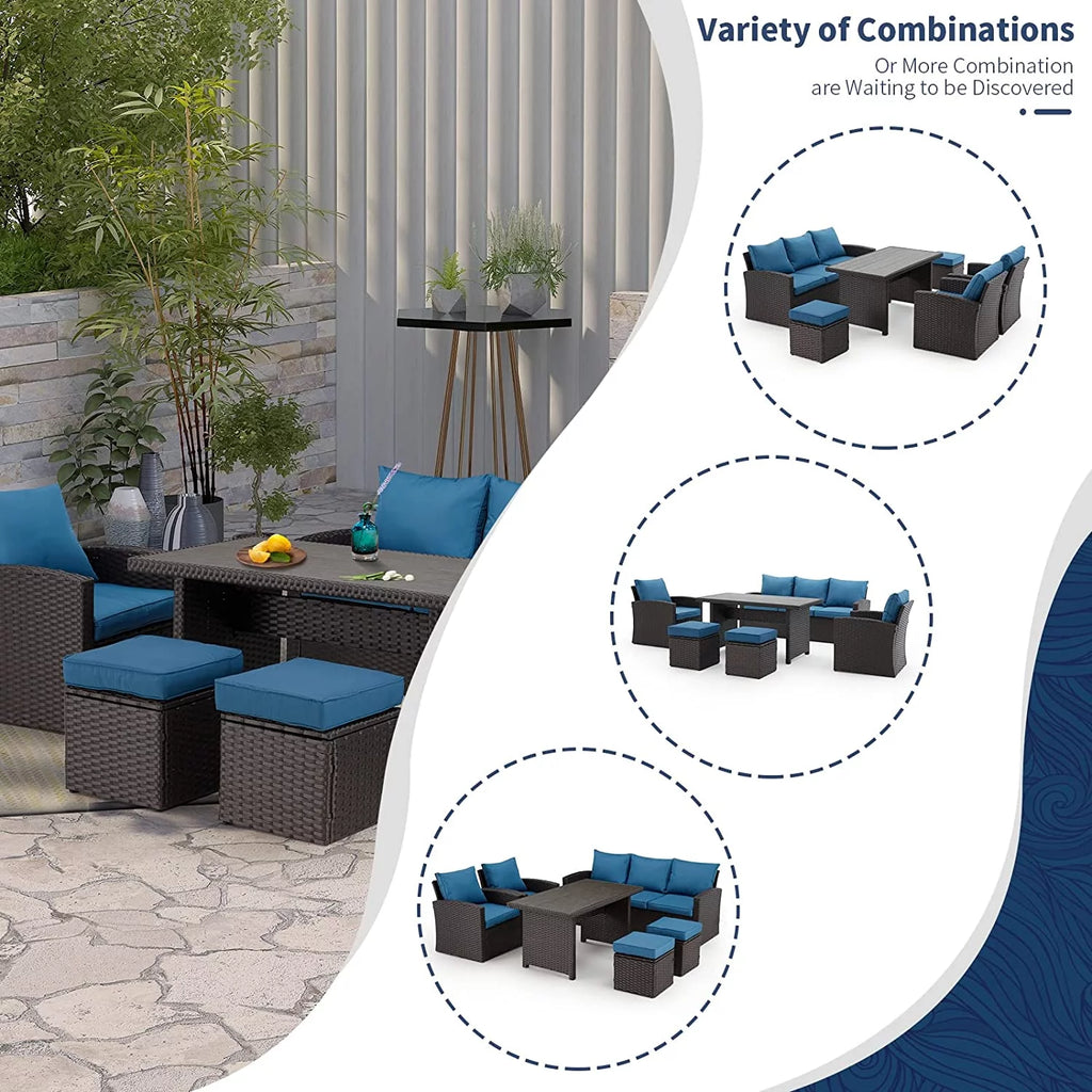 6 Pieces All Weather Wicker Rattan Patio Furniture Set Z185