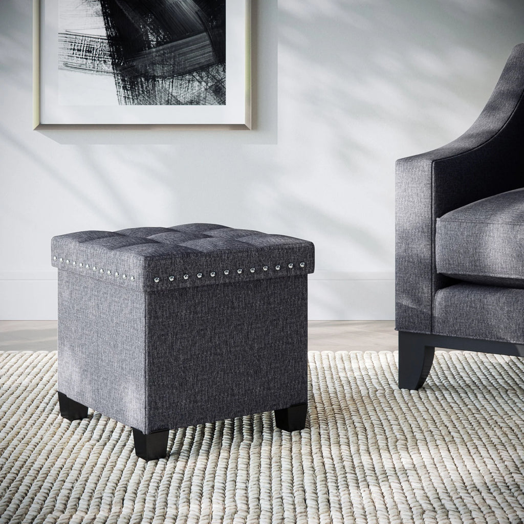 Foldable Cube Storage Ottoman with Gray Fabric P66390