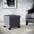 Foldable Cube Storage Ottoman with Gray Fabric P66390