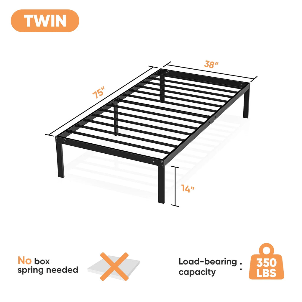 Twin Size Metal Bed Frame with Headboard and Footboard M775