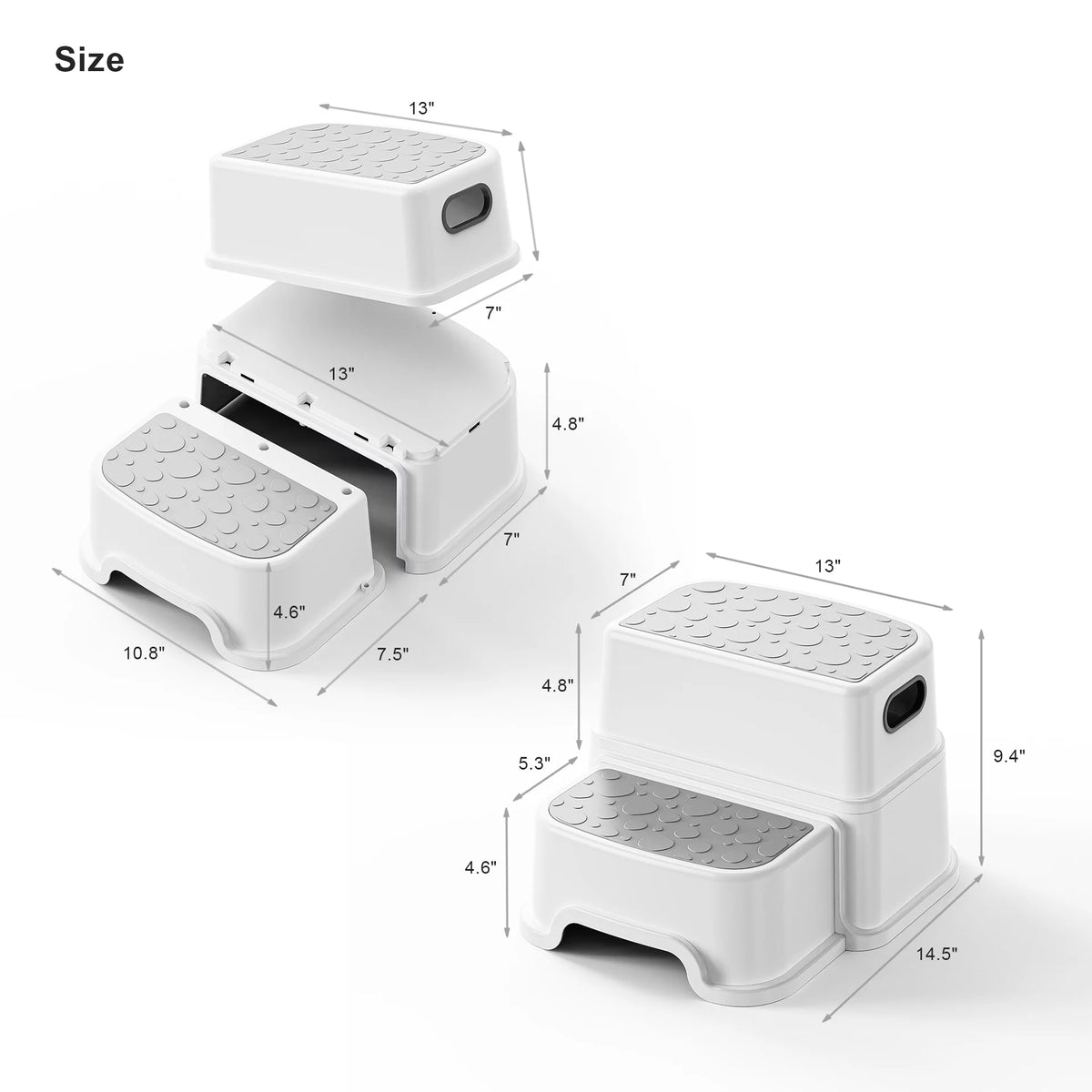 2 Step Stool for Kids Dual Height 9.5" Non-Slip D1430