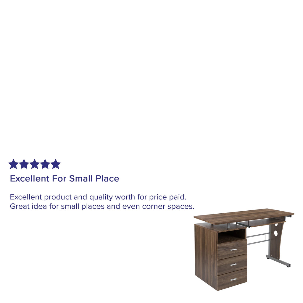 Rustic Walnut Desk with Three Drawer P831
