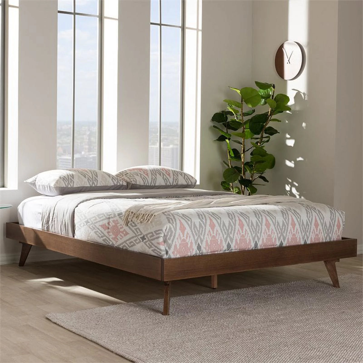 Walnut Brown Solid Wood Bed Frame X90676