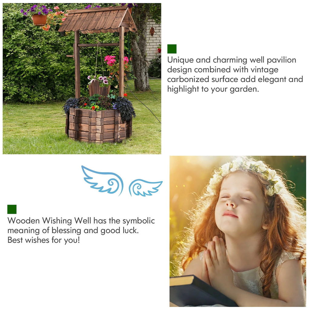 Wooden Wishing Well Planter G66421
