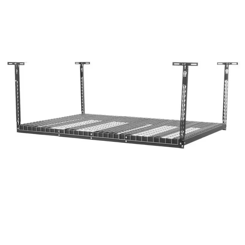 Adjustable Height Garage Overhead Ceiling Storage Rack in Black P639993